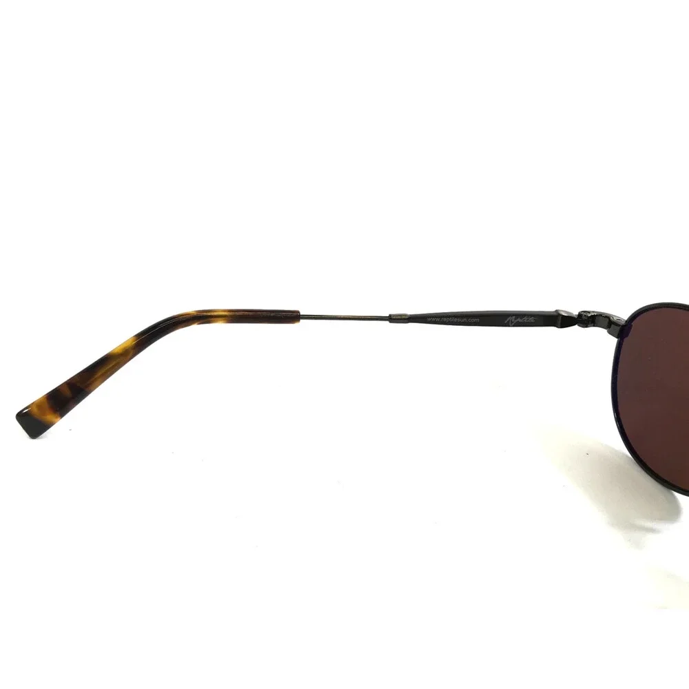 Reptile Sunglasses SANTIAGO AGO Gold Brown Oval Frames w/ Brown Polarized Lenses